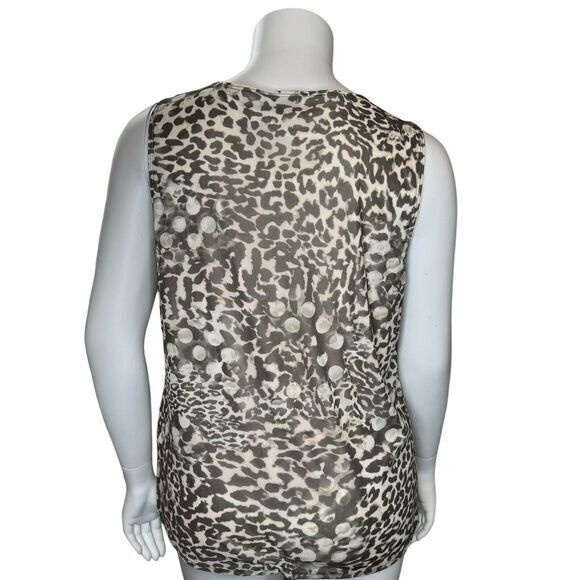 CHICOS Travelers Size 3 US XL Leopard Print Tank Top Mesh with Under Tank - Picture 5 of 9